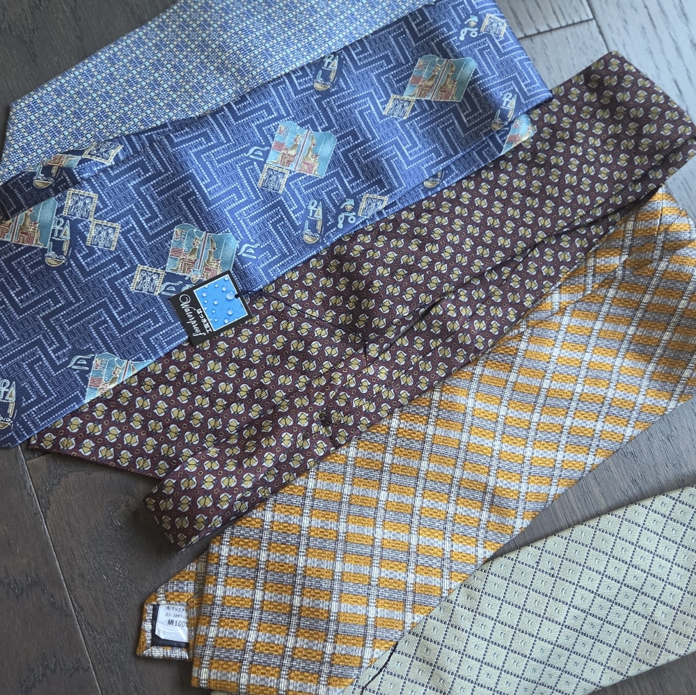 Vintage Men's Tie Bundle of 5 ,Some Silk , Some New with Tags